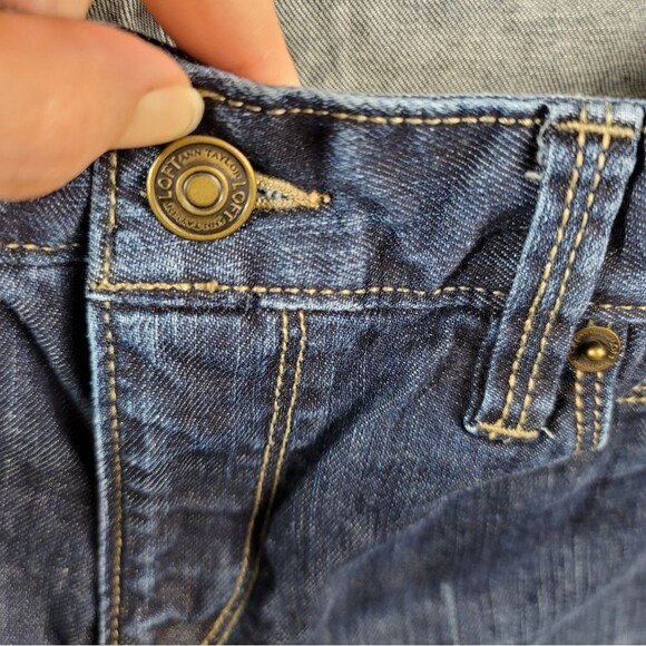 Ann Taylor Loft Distressed Modern Mid-Rise Boot Dark Blue Denim Jeans Size 6 - Picture 9 of 13